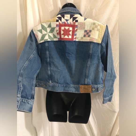 Polo Ralph Lauren Quilted Patchwork Denim Trucker jeans aztec Jacket size Small - Picture 7 of 15